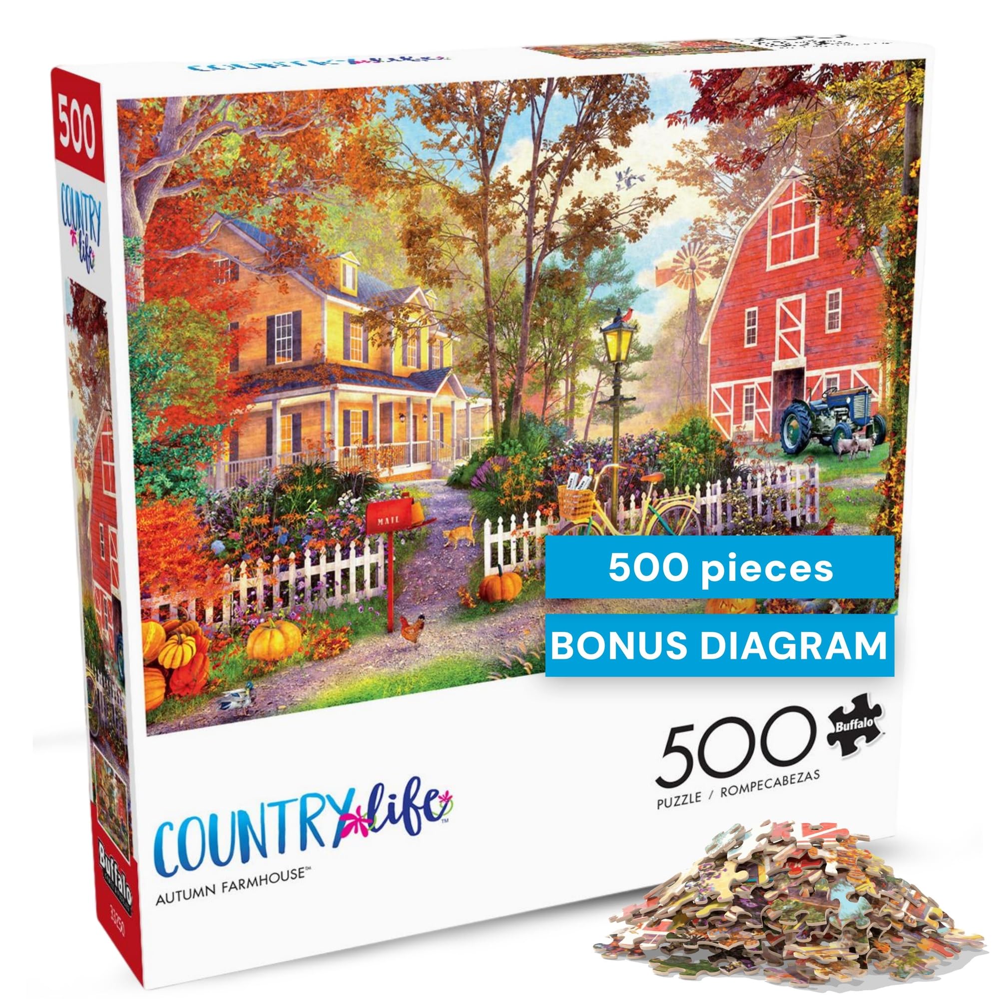 Amazon.com: Buffalo Games - Autumn Farmhouse - 500 Piece Fall